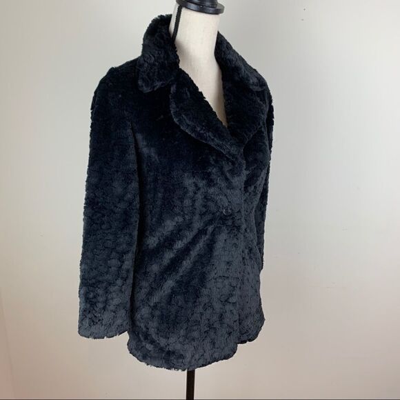 Ruby & Bloom Juniors Black Faux Fur Blazer Sz L. - Picture 3 of 11